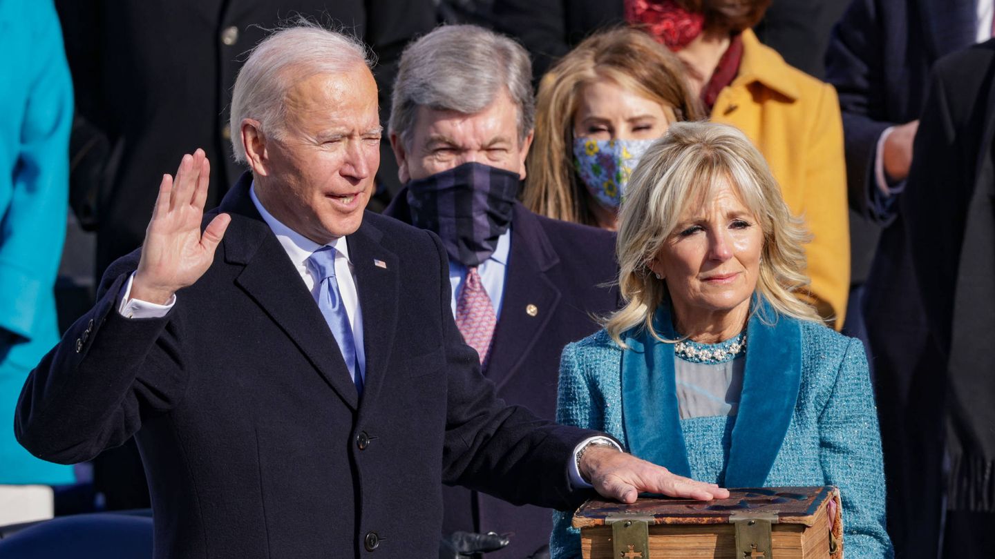  Joe y Jill Biden, durante la toma de posesión. (Getty)
