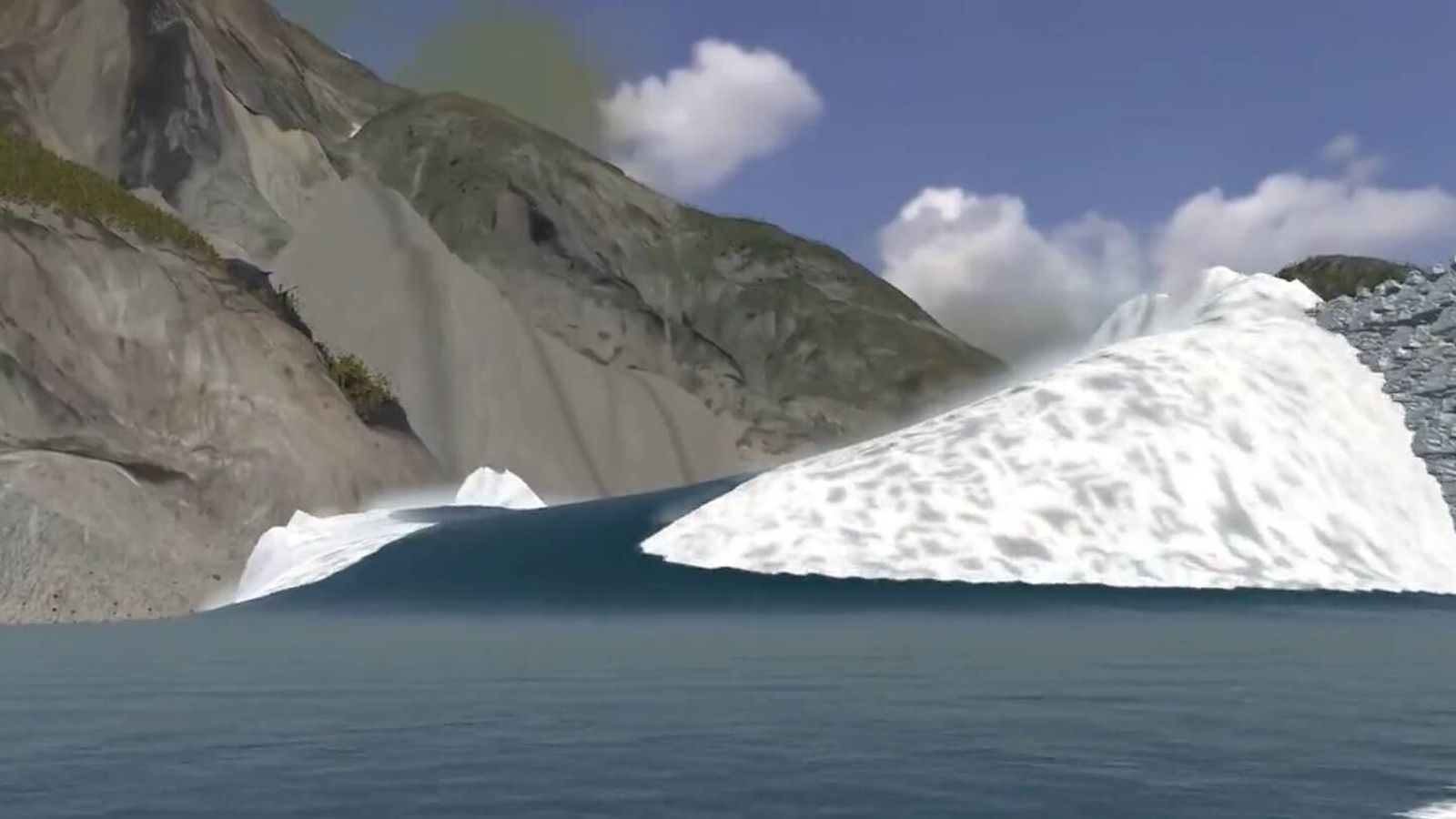 Un aterrador vídeo 3D muestra cómo hubiese sido intentar escapar del megatsunami de Alaska en moto de agua