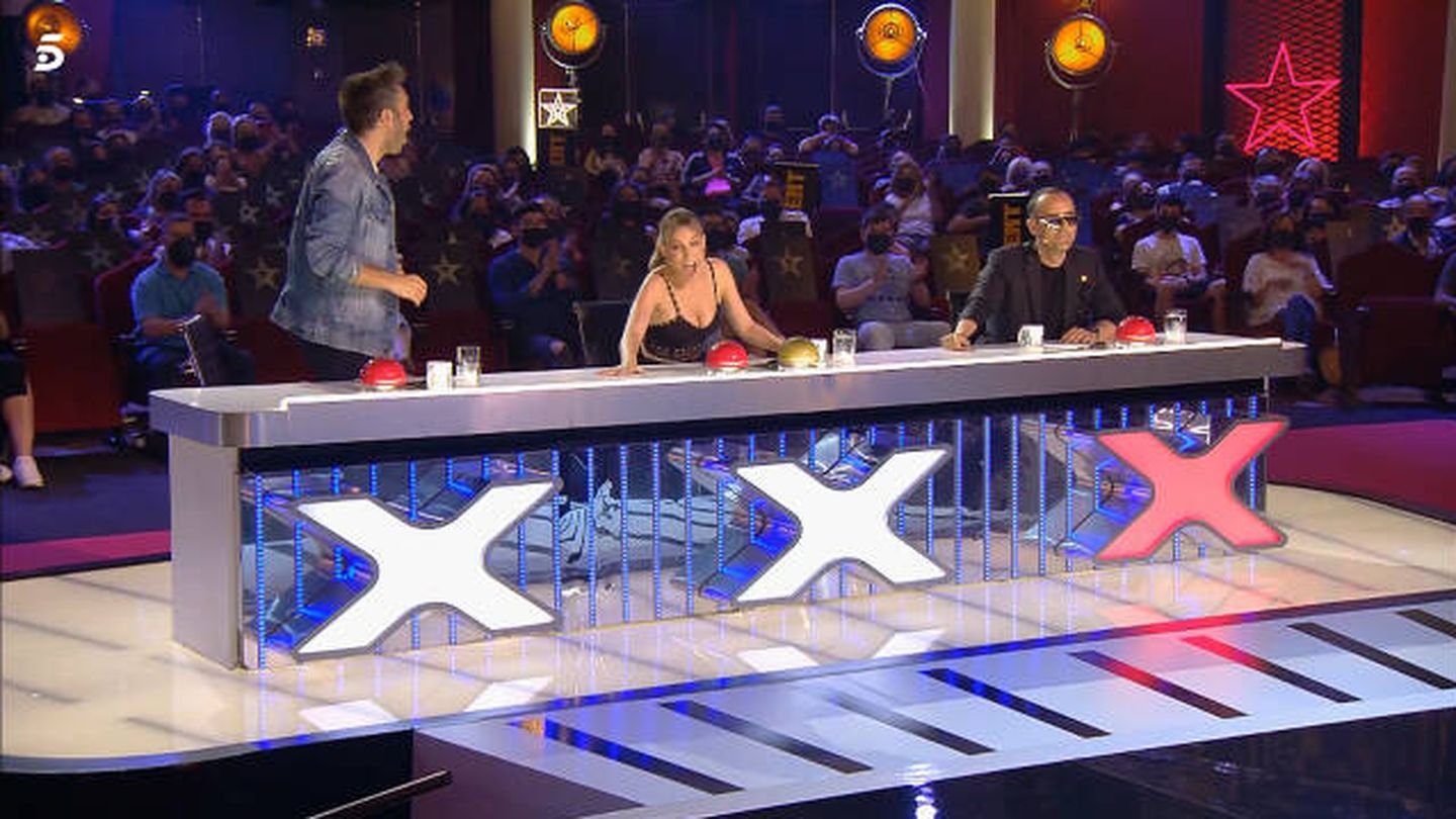 Dani Martínez, Edurne y Risto Mejide, jurado de 'Got Talent 7'. (Mediaset)