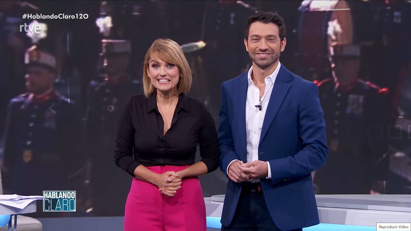 Lourdes Maldonado y Marc Calderó, en el especial de 'Hablando claro'. (TVE)