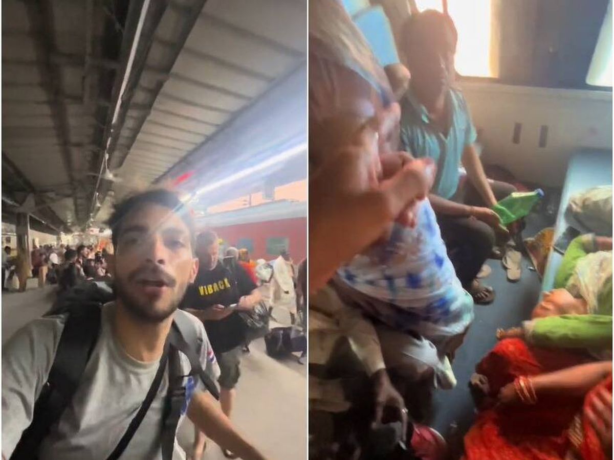 Foto: La surrealista situación de un español de viaje en la India en tren: "En mi sitio hay 8 personas" (TikTok/@carloscruzrzz)