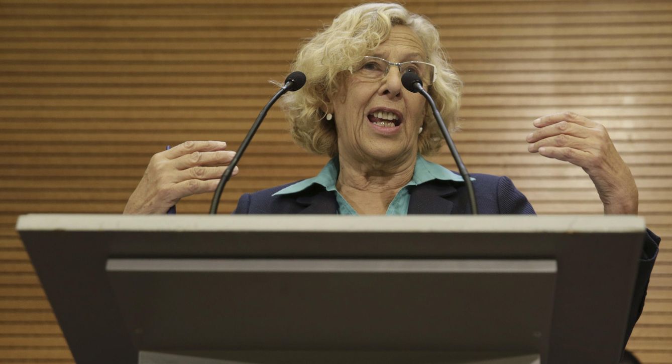 Manuela Carmena, en la rueda de prensa para hacer balance de los primeros 100 días de Gobierno municipal. (EFE)