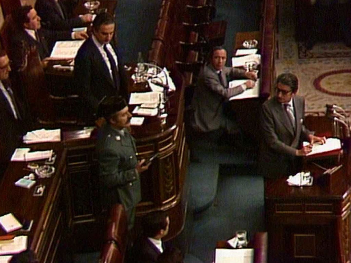 Un momento del intento de golpe de Estado del 23-F de 1981.