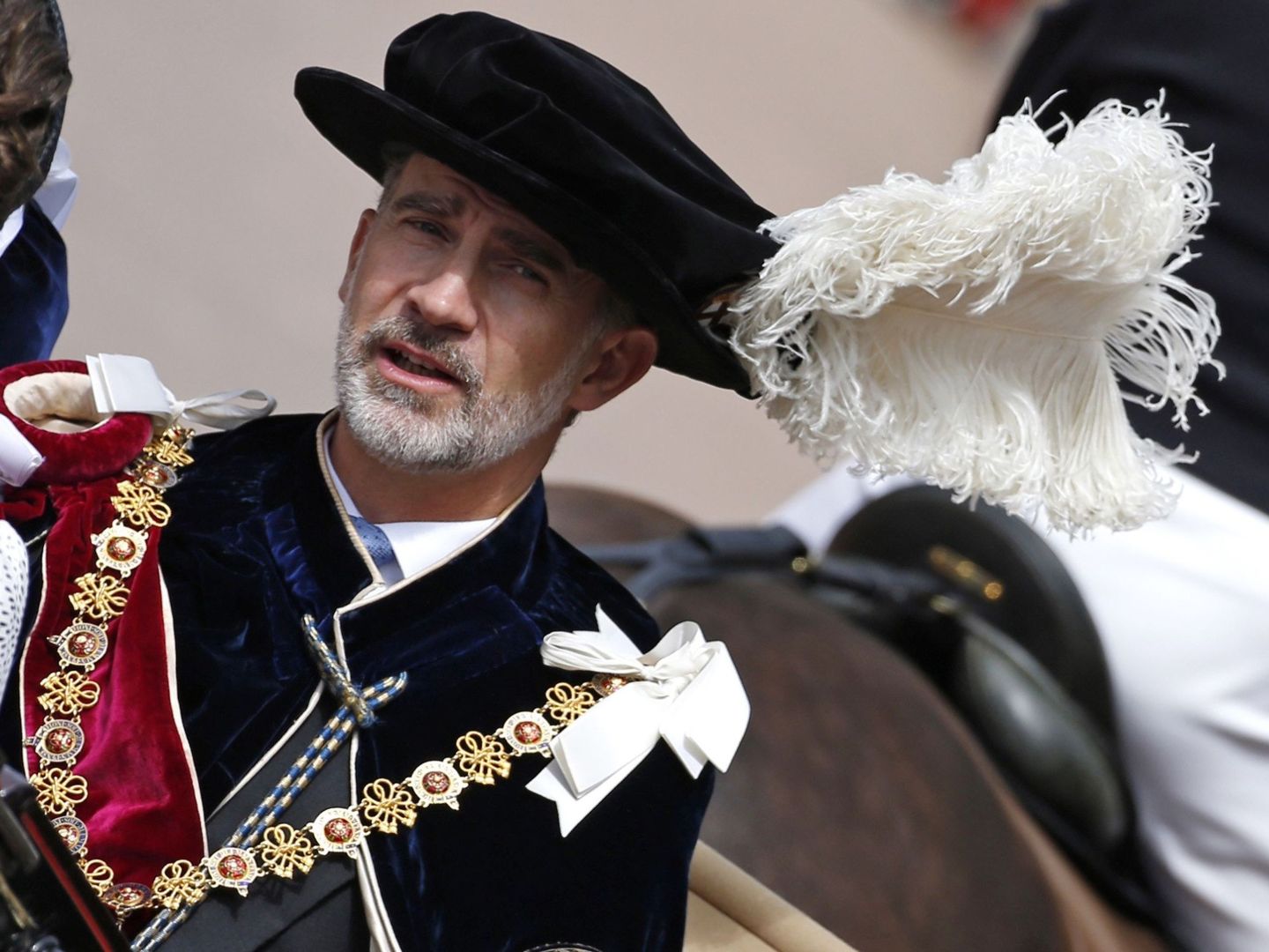 El rey Felipe VI, investido Caballero de la Orden de la Jarretera, en Windsor, el año pasado. (EFE)