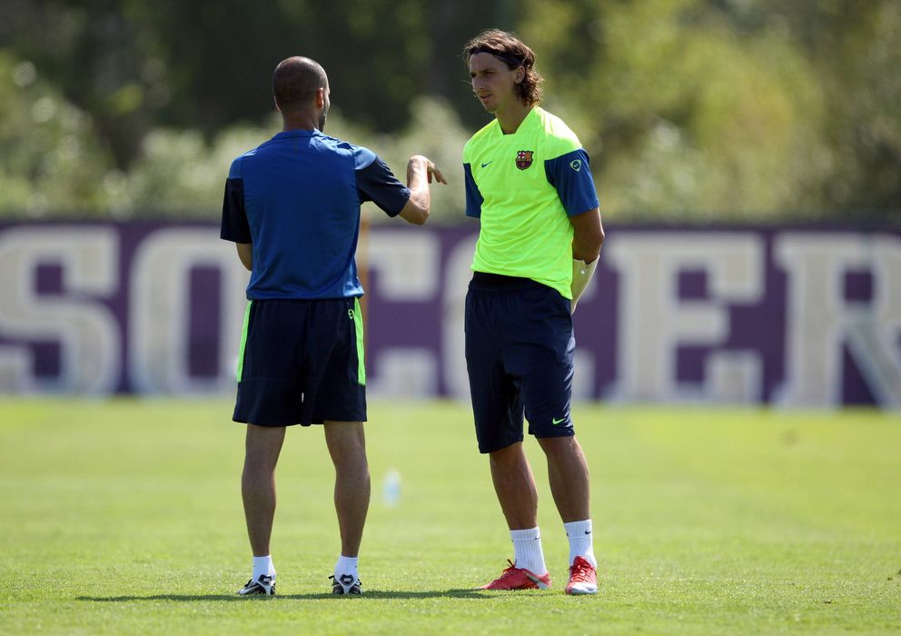 Foto: Guardiola e Ibrahimovic, en un entrenamiento con el Barcelona.