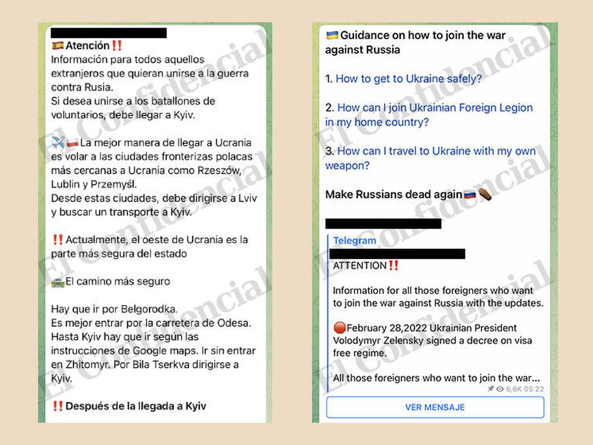 Foto: Los mensajes con instrucciones para combatientes extranjeros que vayan a combatir a Ucrania. (Telegram)