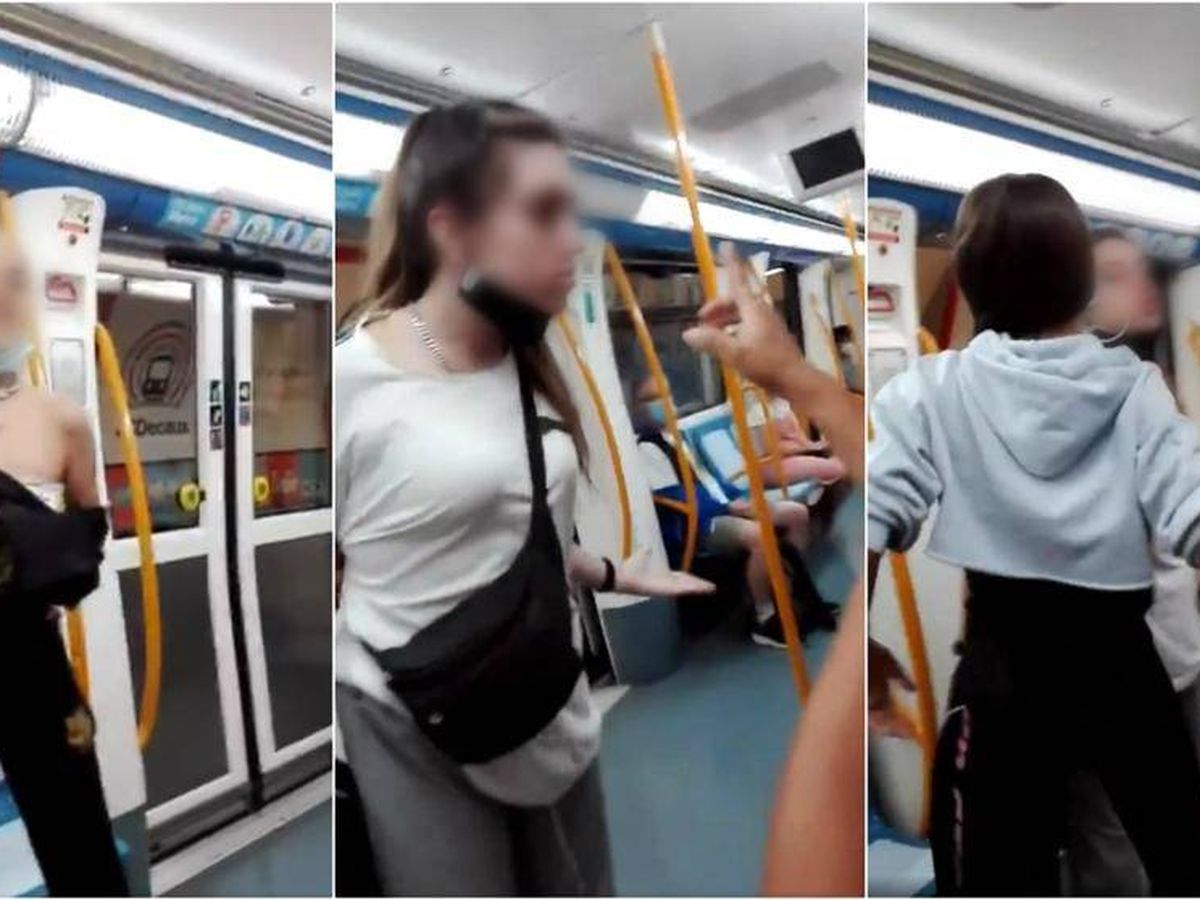 Foto: Menores que insultaron a una pareja en el metro de Madrid. (Twitter)