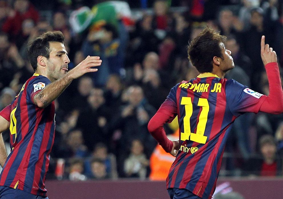 Foto: Cesc y Neymar celebran el segundo gol (EFE)