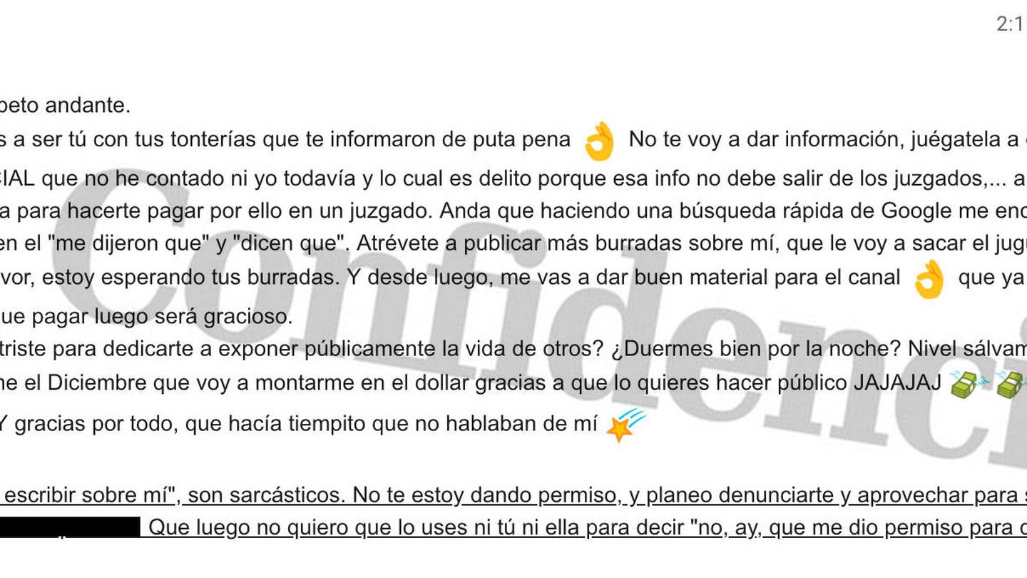 El 'e-mail' de Dalas Review a El Confidencial.
