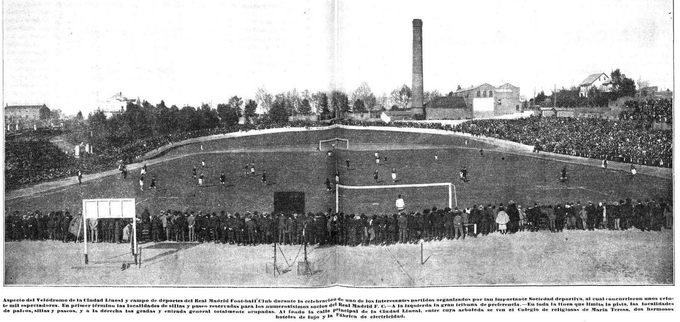 El antiguo estadio de Ciudad Lineal, en un recorte de prensa. (Cedida)