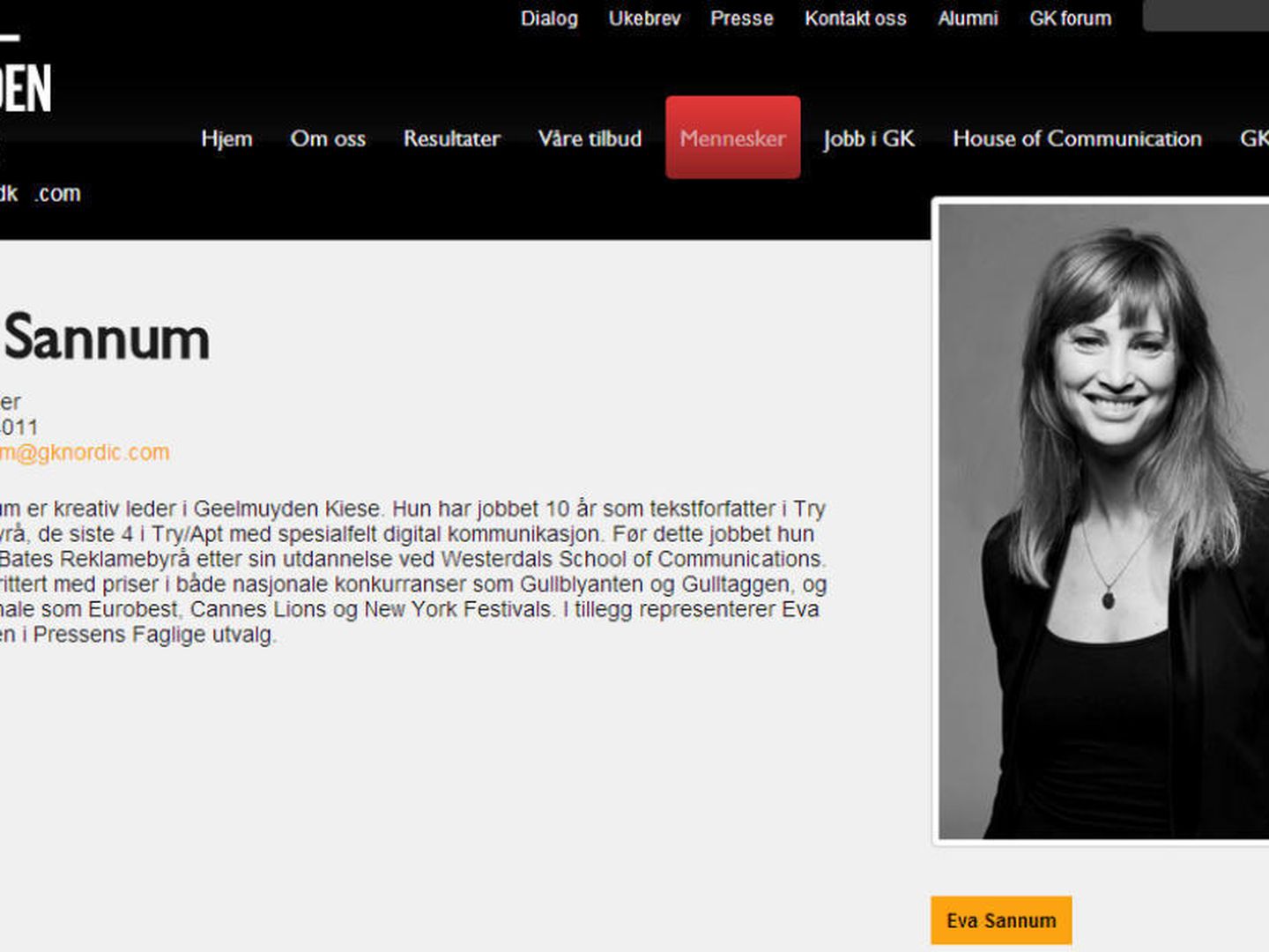 Eva Sannum en la web de la empresa que ahora abandona.