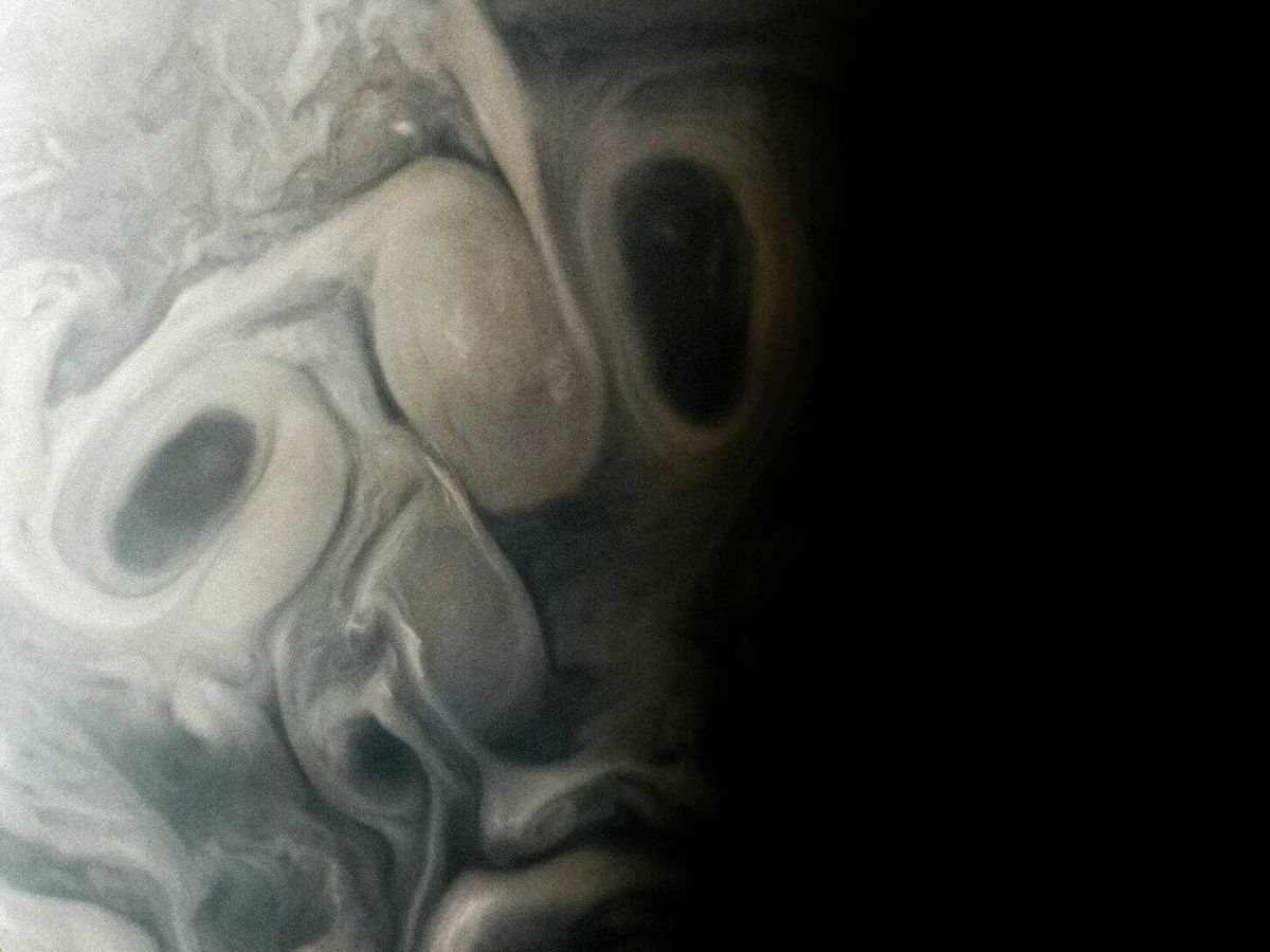 Foto: Júpiter como nunca lo habías visto: la NASA capta un 'rostro' en su atmósfera. (NASA)