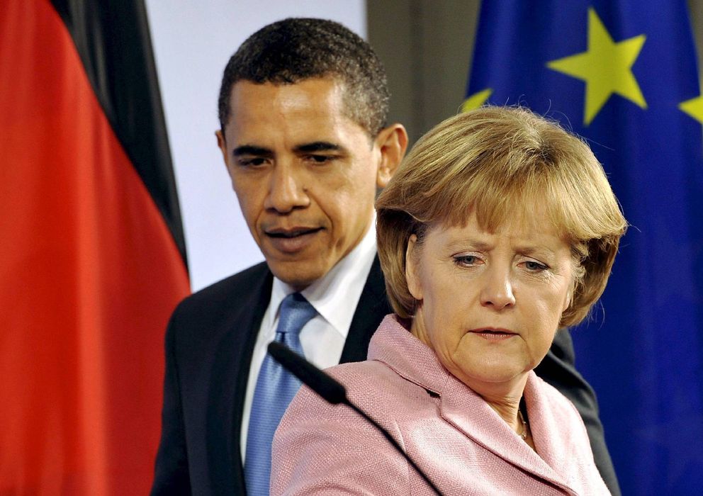 Foto:  La canciller alemana Angela Merkel (d) y el presidente estadounidense Barack Obama. (EFE)
