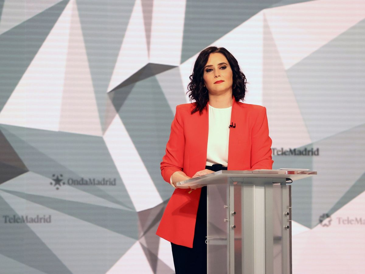 Foto: Isabel Díaz Ayuso, durante el debate que organizó Telemadrid las pasadas elecciones. (EFE/Juanjo Martín)