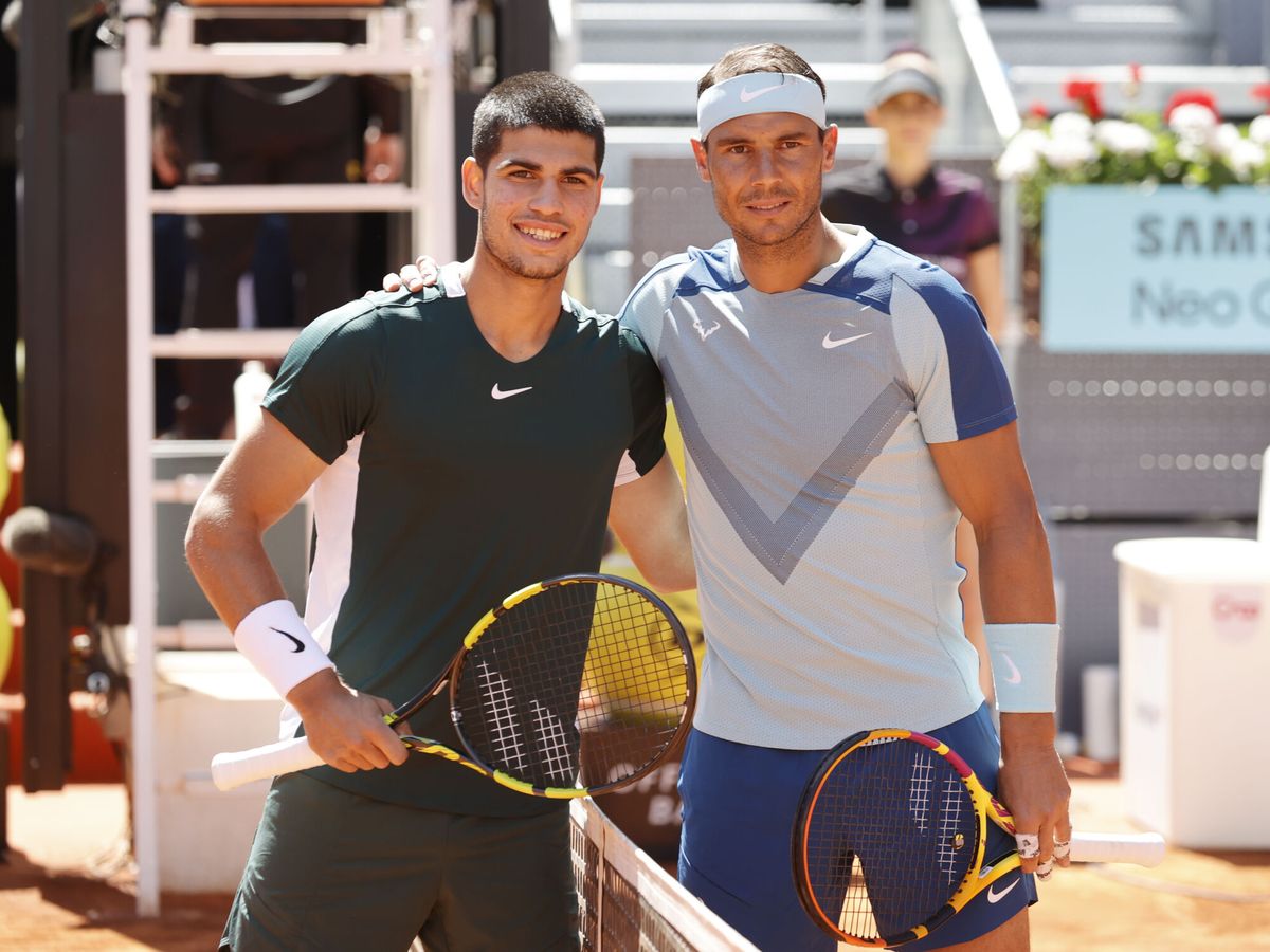 Foto: Alcaraz y Nadal, en Madrid 2022. (EFE/Emilio Naranjo)
