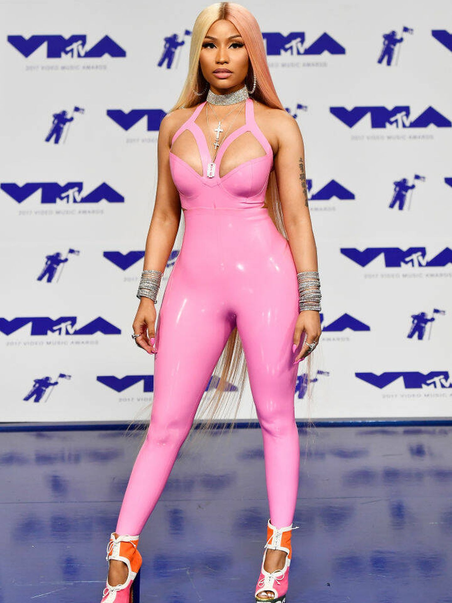 Nicki Minaj, en la alfombra roja de los VMA en 2017. (Getty)