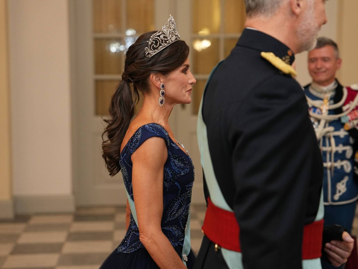 Foto: La  reina doña Letizia, durante la cena de gala celebrada en Dinamarca. (CP)