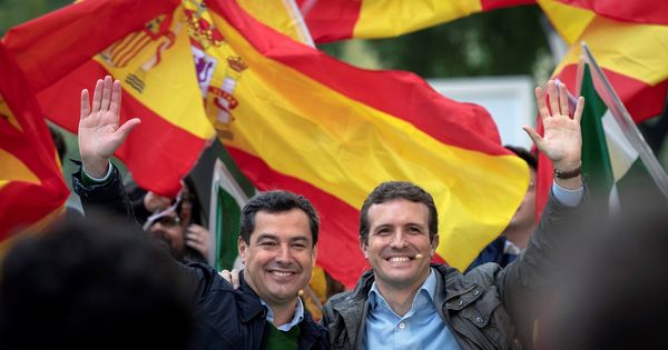 Foto: El presidente del PP, Pablo Casado, y el candidato de su partido a la presidencia de la Junta de Andalucía, Juanma Moreno (i). Foto:EFE