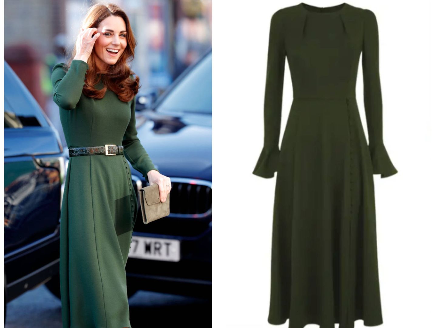 Kate Middleton, con vestido customizado de Beulah London. (Getty)