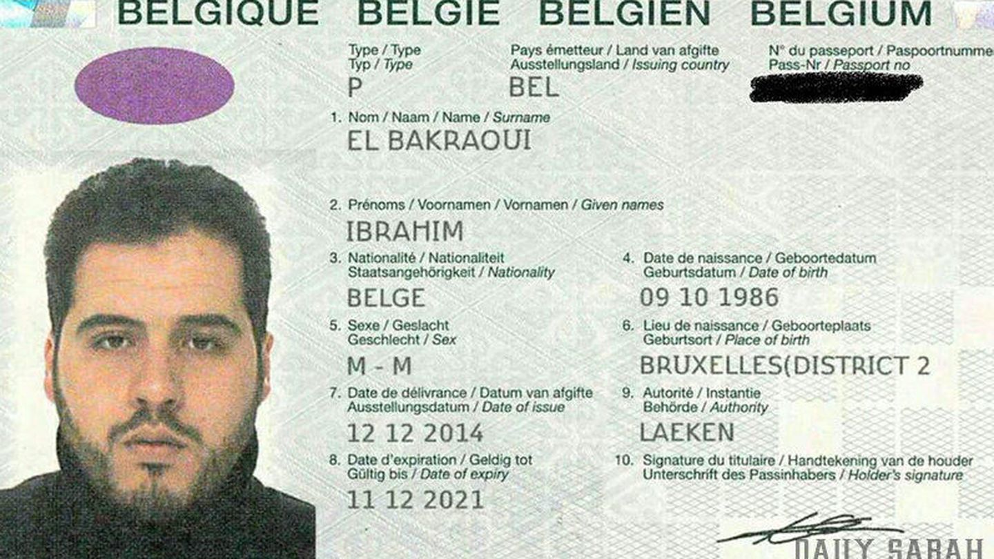 El pasaporte de Ibrahim El Bakraoui, facilitado por la policía turca al diario 'Daily Sabah'