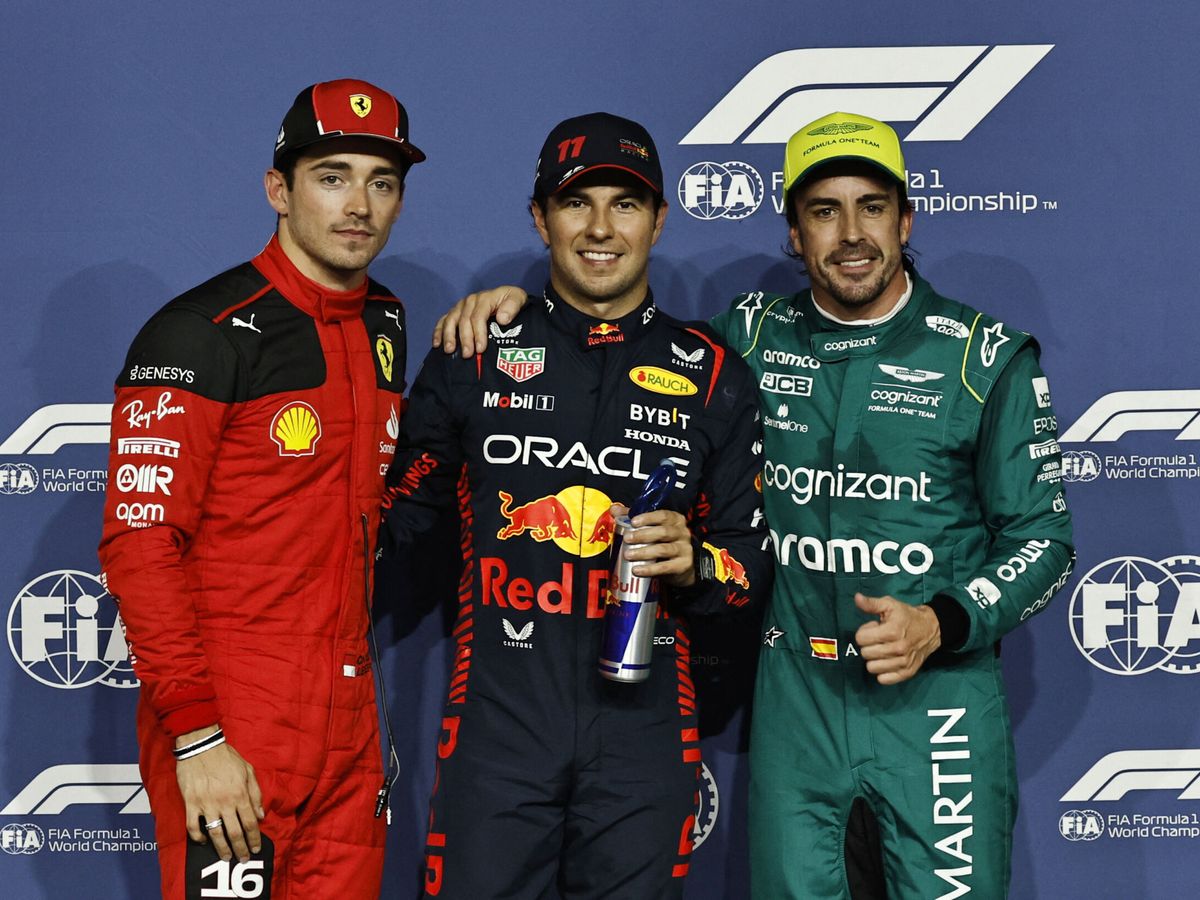 Foto: Pérez, Leclerc y Alonso han sido los mejor clasificados, aunque el monegasco tiene una sanción de diez puestos (REUTERS/Hamad I Mohammed)