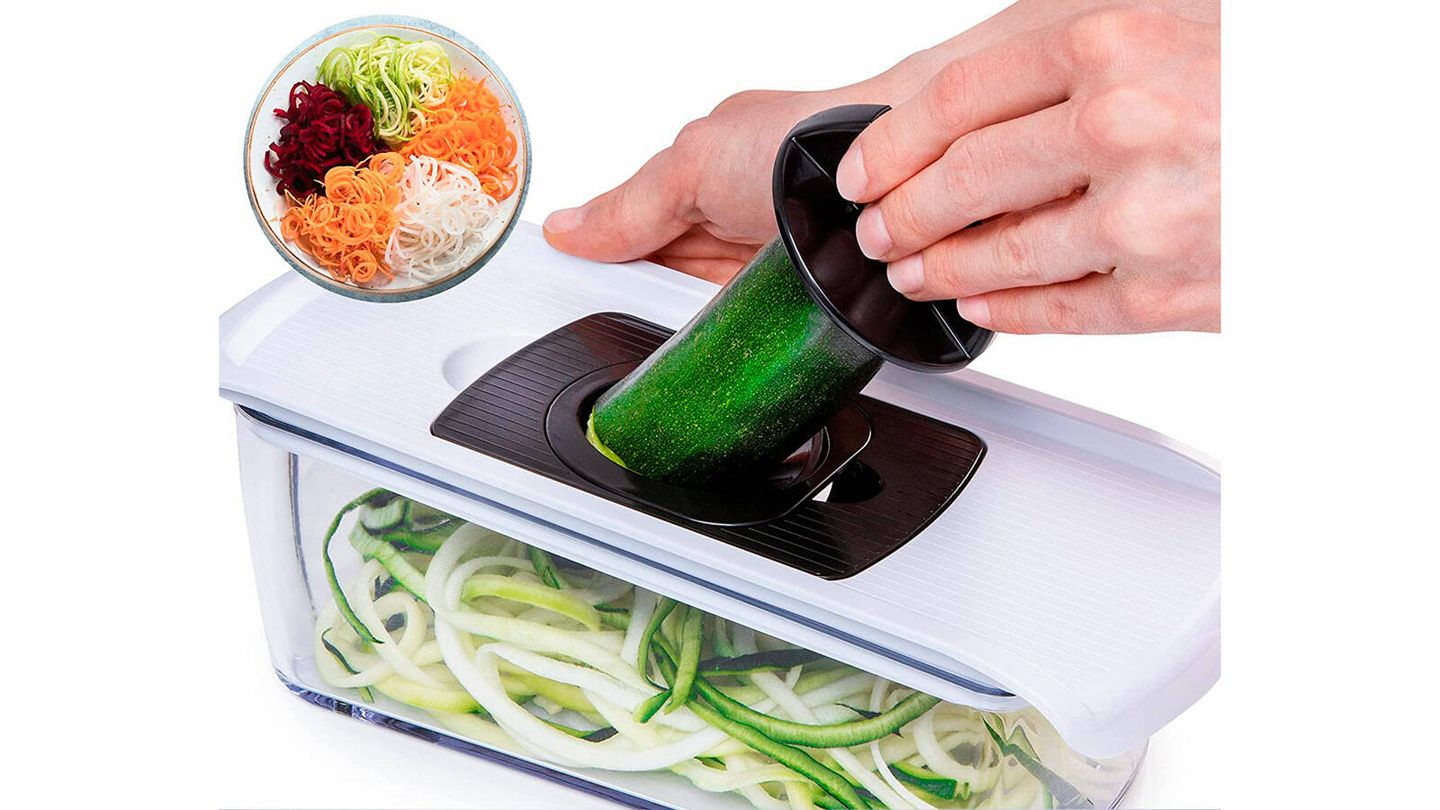  Picador de verduras – Picador manual de alimentos con 3  cuchillas de acero inoxidable – Gadgets de cocina sin BPA: el mejor  cortador de verduras manual para una preparación perfecta cada
