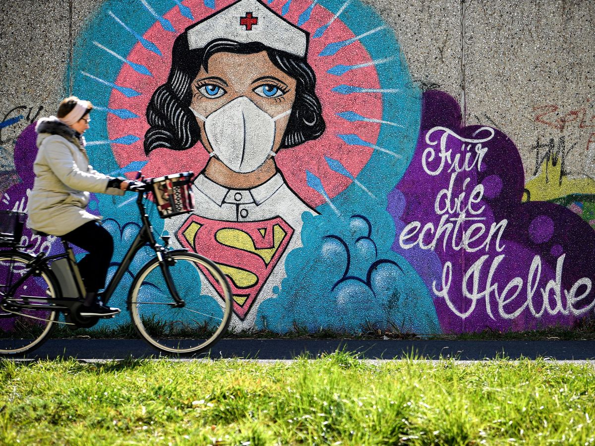 Foto: Grafitis sobre el coronavirus en Hamm, Alemania. (EFE)