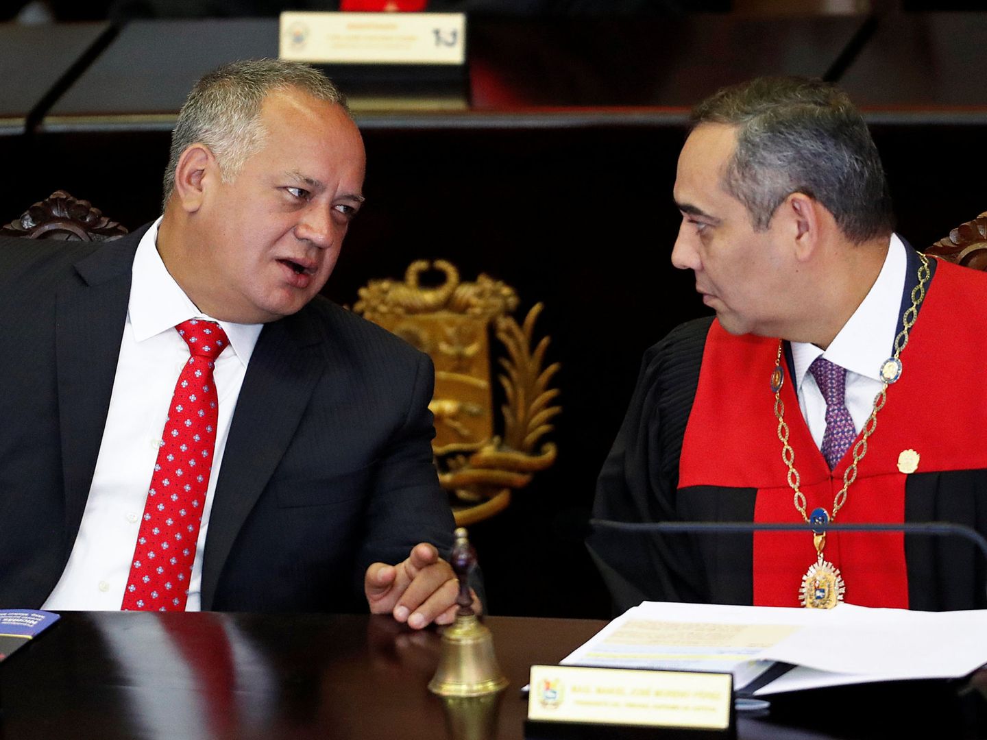 Maikel Moreno, presidente del Tribunal Supremo, junto a Diosdado Cabello, número dos del Gobierno de Maduro.(Reuters)