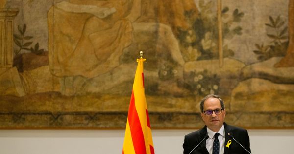 Foto: El presidente de la Generalitat de Cataluña, Quim Torra, en el Palau. (EFE)
