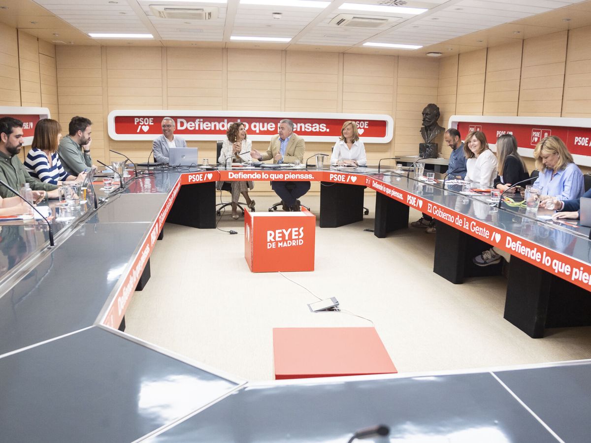 Foto: Reunión del comité electoral del PSOE en Ferraz. (EFE/PSOE/Eva Ercolanese)
