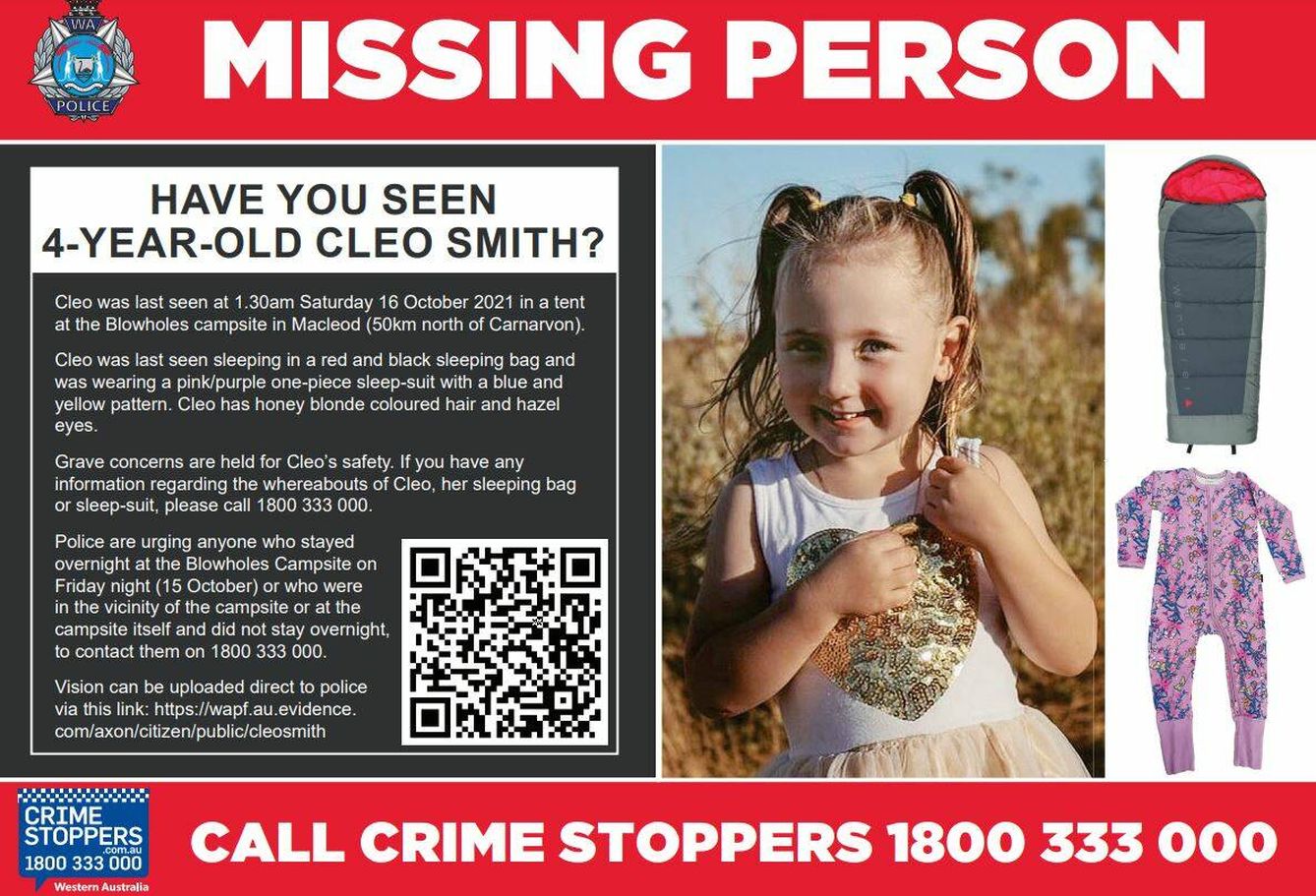 Cartel de la desaparición de Cloe Smith (WA Police)