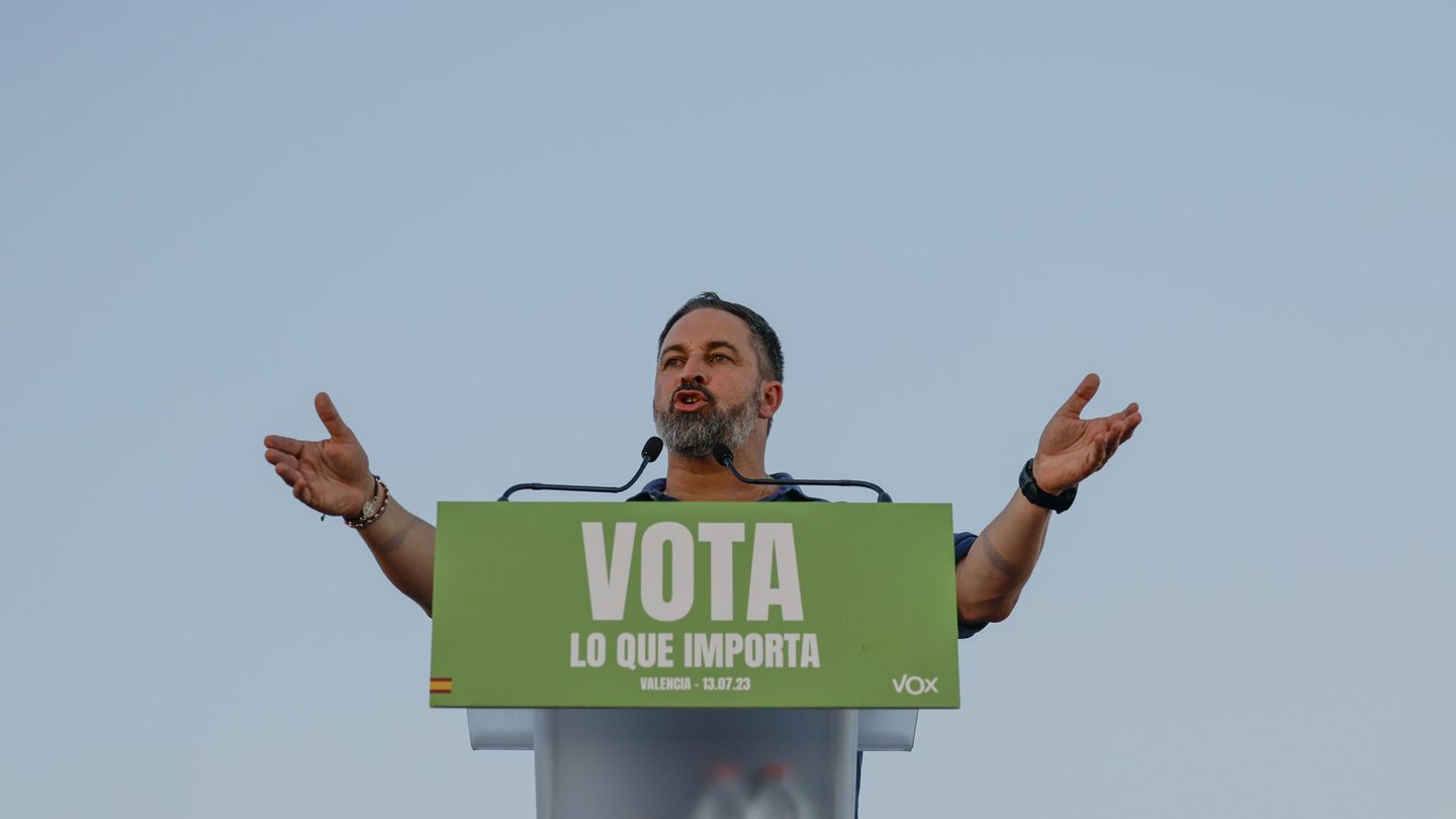 El candidato de Vox a la Presidencia del Gobierno, Santiago Abascal. (EFE/Biel Aliño) 