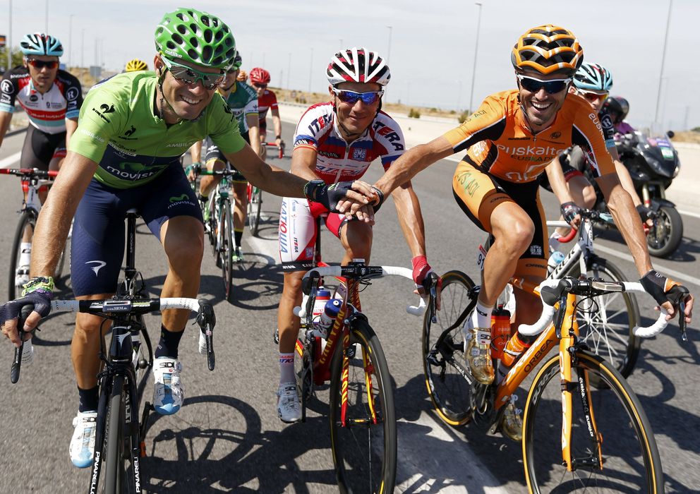Foto: Valverde, Purito y Sánchez, en la pasada Vuelta Ciclista a España.