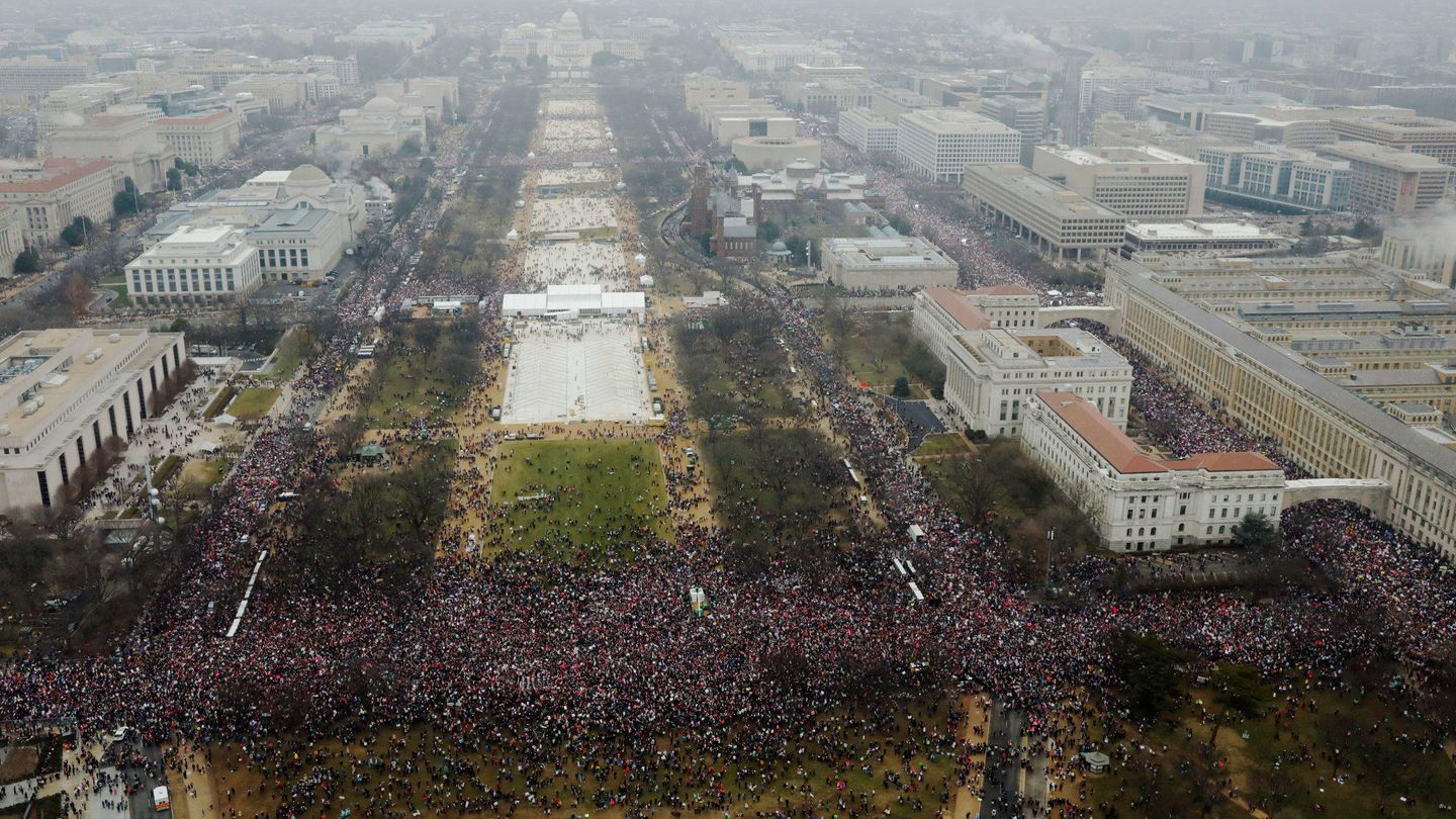 Vista aérea de la marcha junto al Capitolio (Reuters)