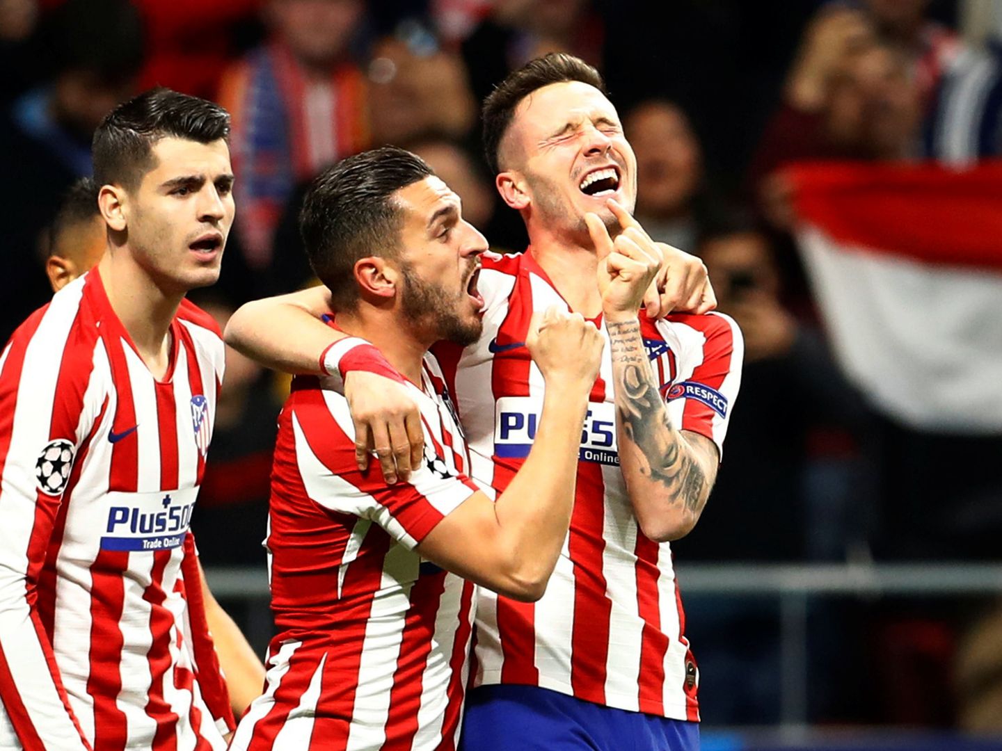 Saúl y Koke celebran un gol del Atlético de Madrid. (Reuters)