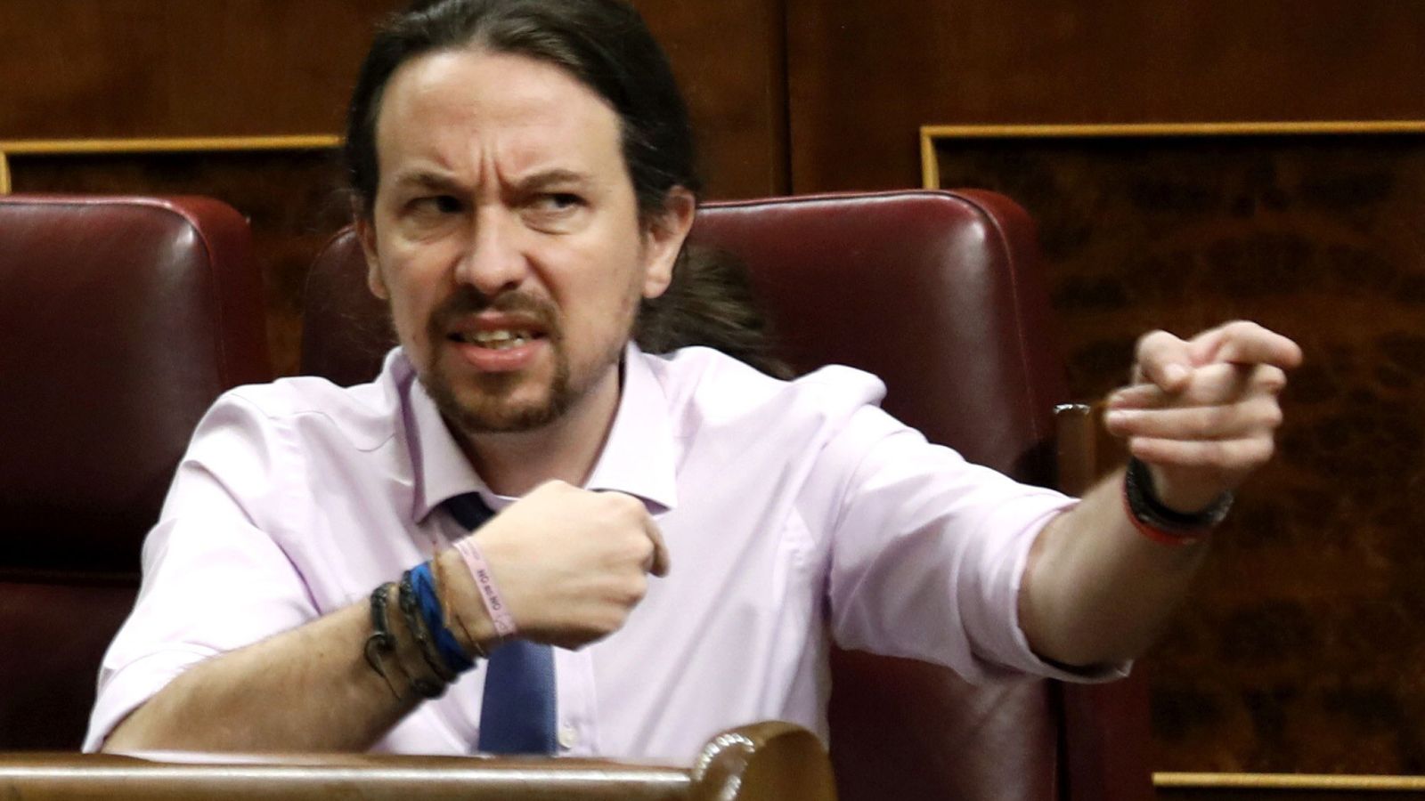Foto: Pablo Iglesias, durante la sesión del miércoles en el Congreso de los Diputados. (EFE)