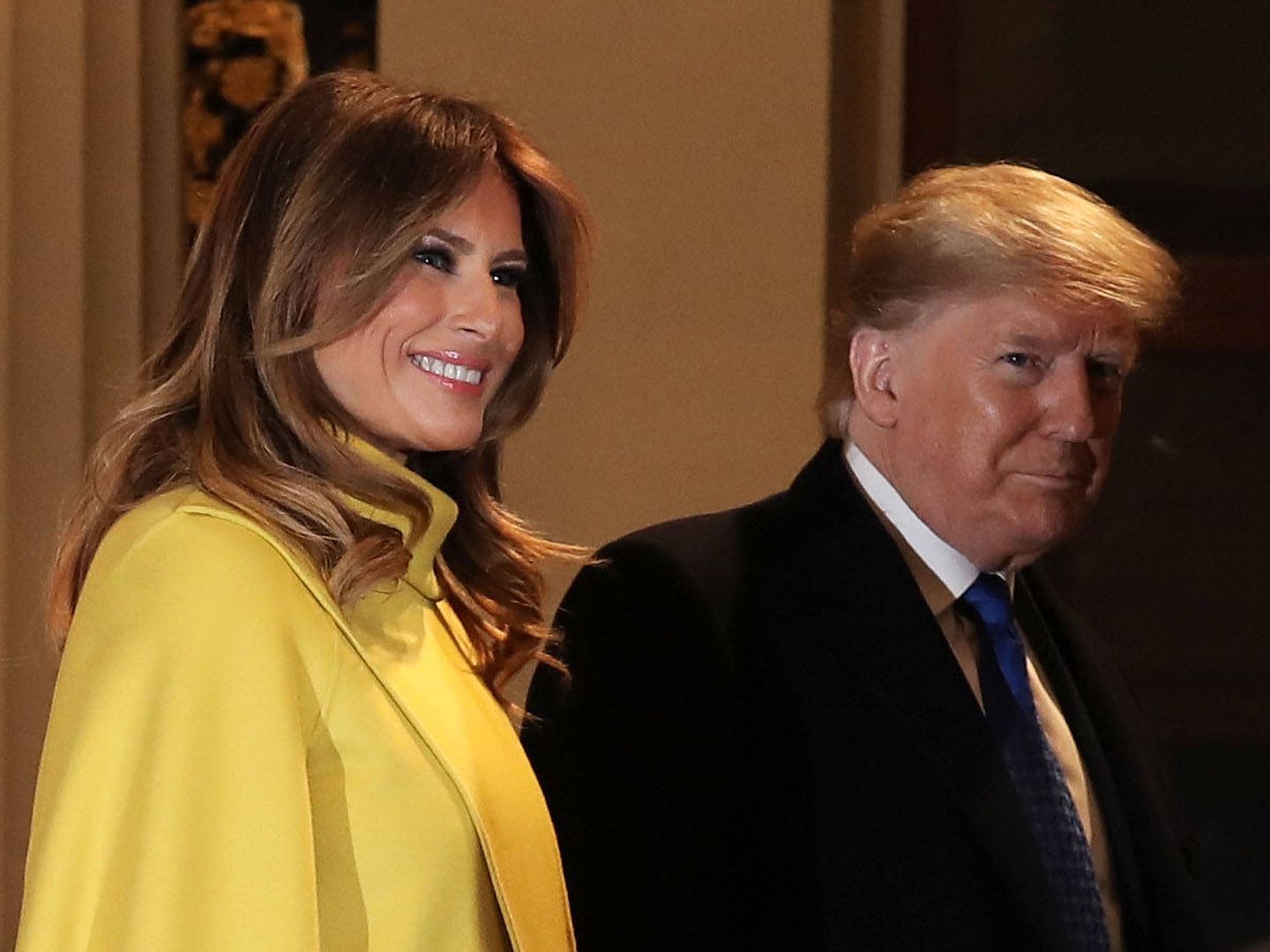 Melania y Donald Trump, a su llegada a palacio. (Getty)