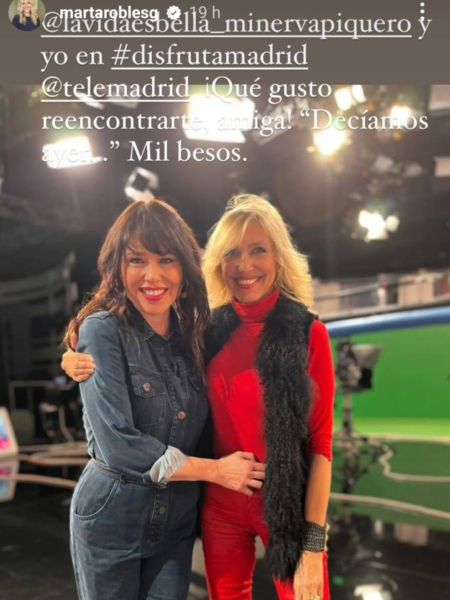El encuentro de Minerva Piquero y Marta Robles. (Instagram/@martaroblesg)