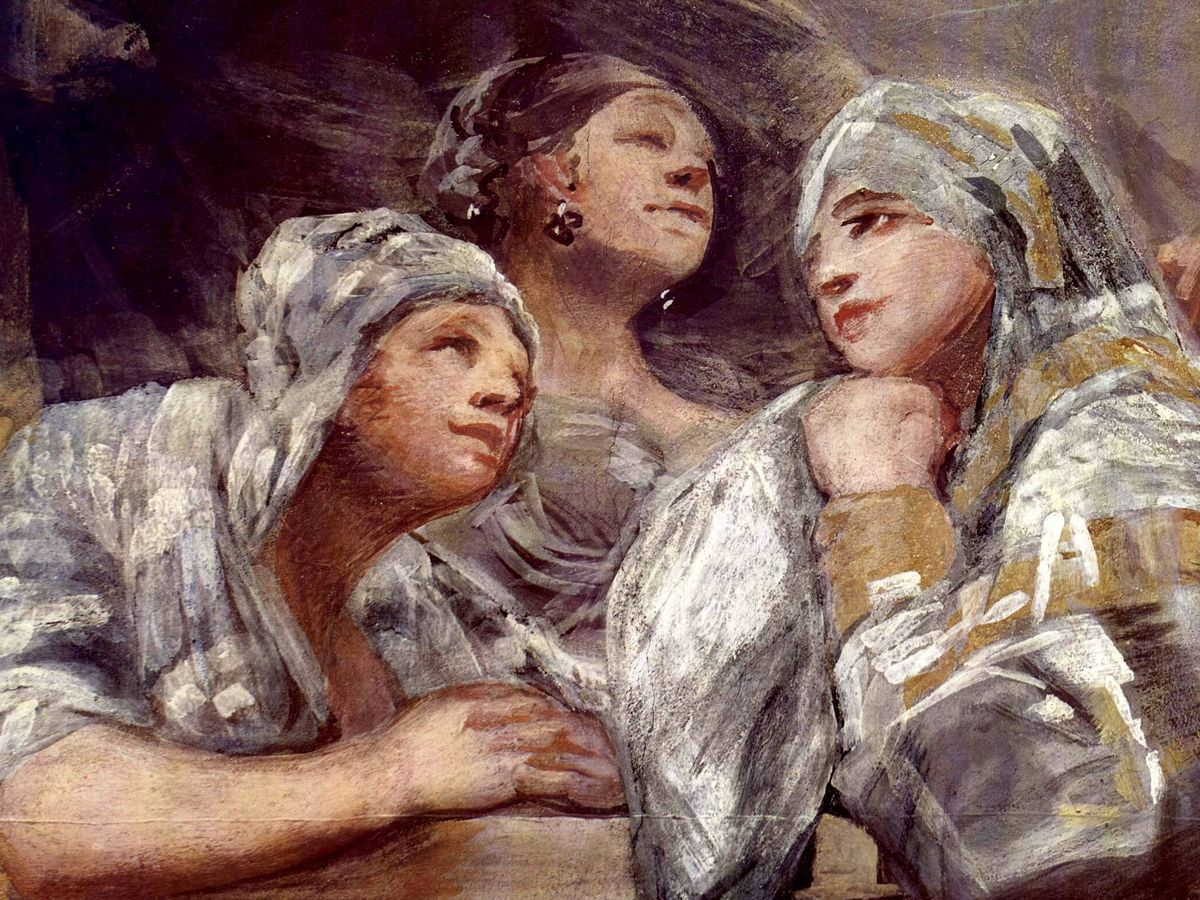 Foto: Mujeres embozadas. Detalle de los frescos de la ermita de San Antonio de la Florida. Francisco de Goya, 1798