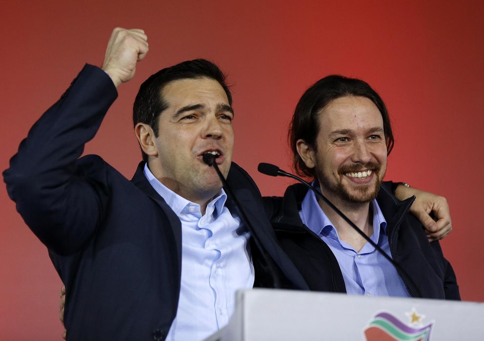 Foto: Alexis Tsipras y Pablo Iglesias, juntos en un mitin en Grecia. (Reuters)