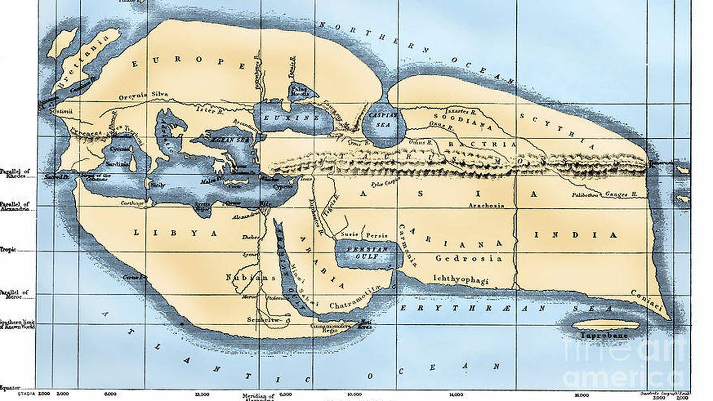 Ilustración del mapa de Eratóstenes.
