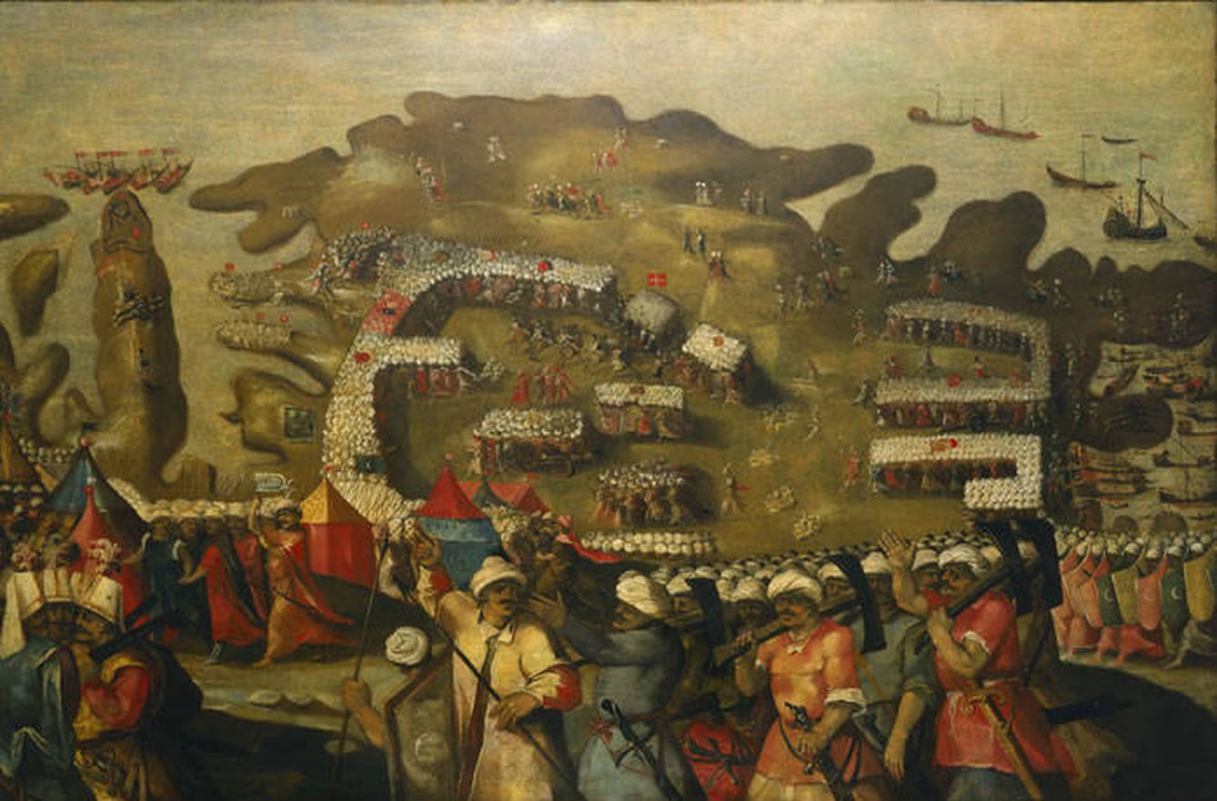 El sitio de Malta. Llegada de la flota turca, por Mateo Pérez de Alesio