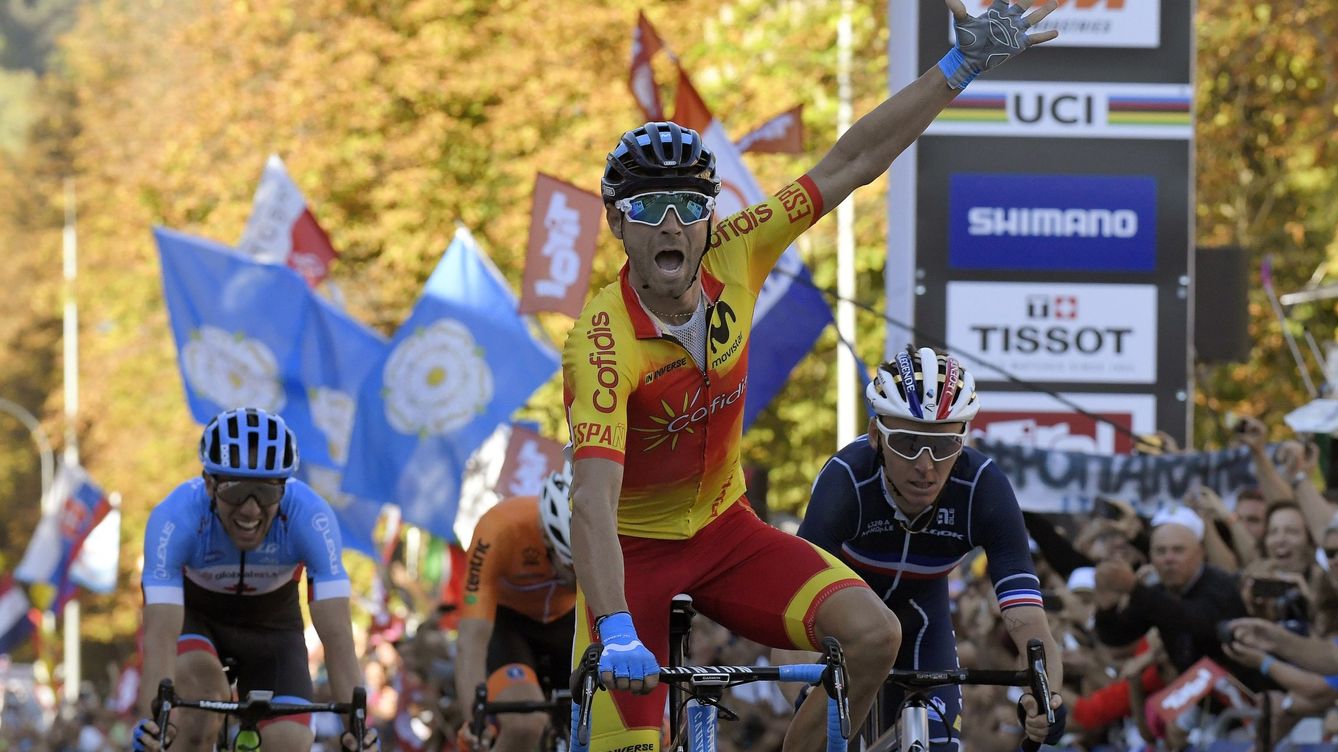 Foto: Valverde gana el Mundial de Innsbruck el 30 de septiembre de 2018. (EFE)