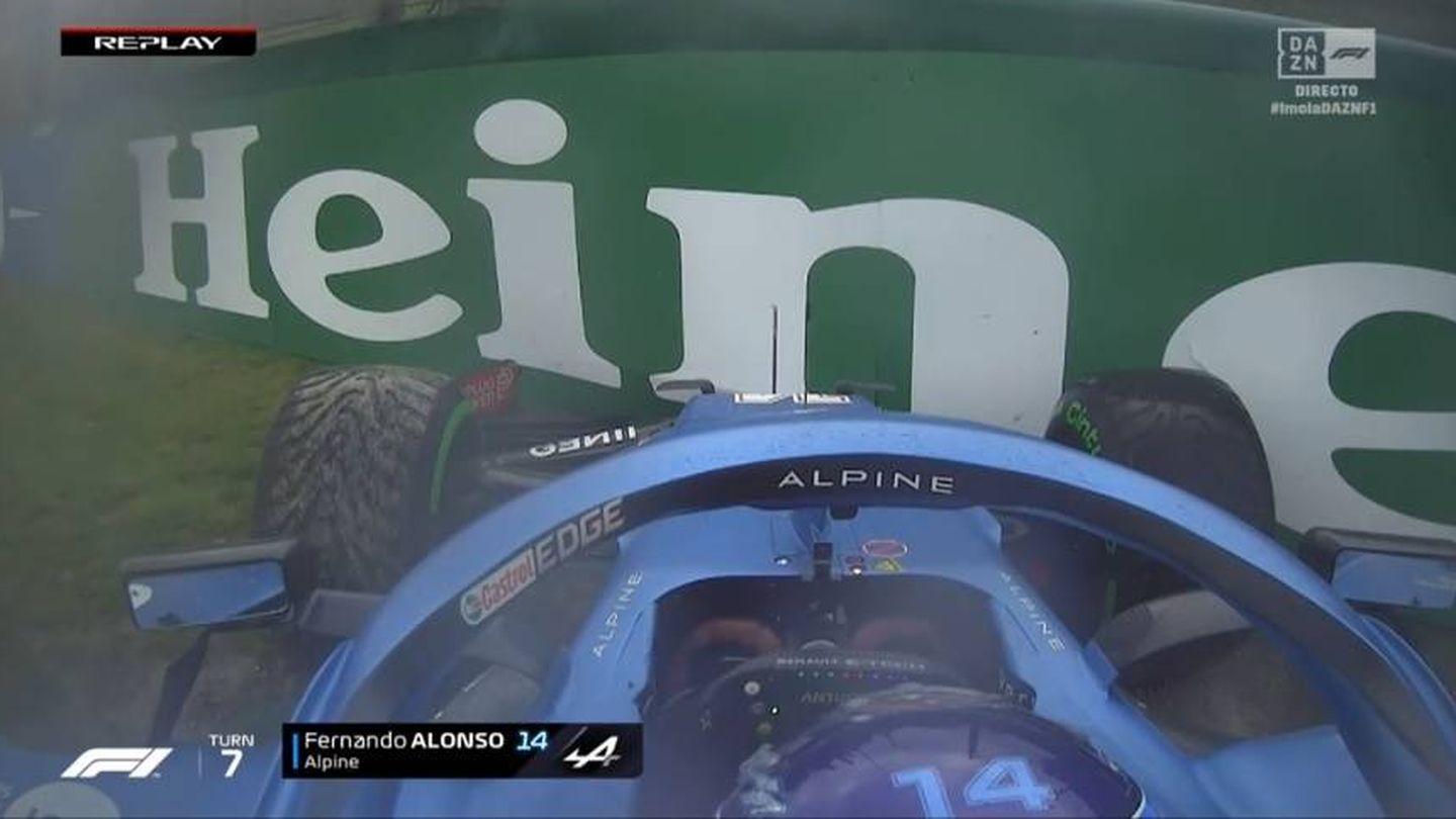 Alonso se ha golpeado contra el muro antes del GP. (Dazn)