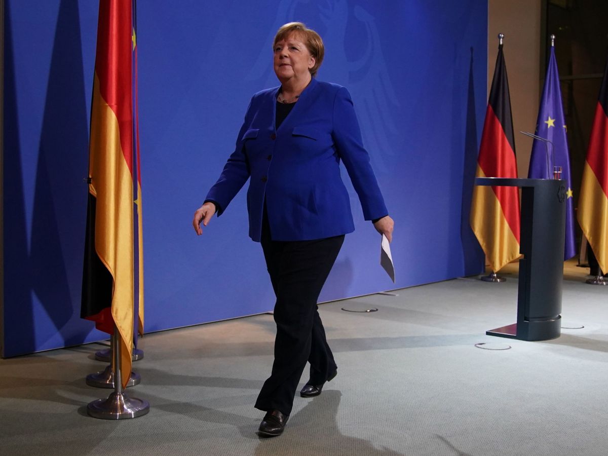 Foto: Angela Merkel, canciller alemana, durante la rueda de prensa posterior a la cumbre digital. (EFE)