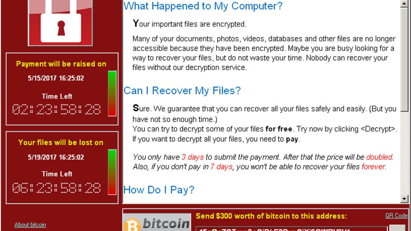 FILE PHOTO: A screenshot shows a WannaCry ransomware demand, provided by cyber security firm Symantec, in  Mountain View, California, U.S. May 15, 2017.   Courtesy of Symantec Handout via REUTERS File Photo   ATTENTION EDITORS - THIS IMAGE WAS PROVIDED BY A THIRD PARTY. EDITORIAL USE ONLY. NO RESALES. NO ARCHIVE.