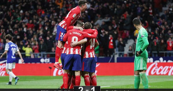 Foto: Jugadores del Atlético de Madrid celebran el gol de la victoria. (Reuters)