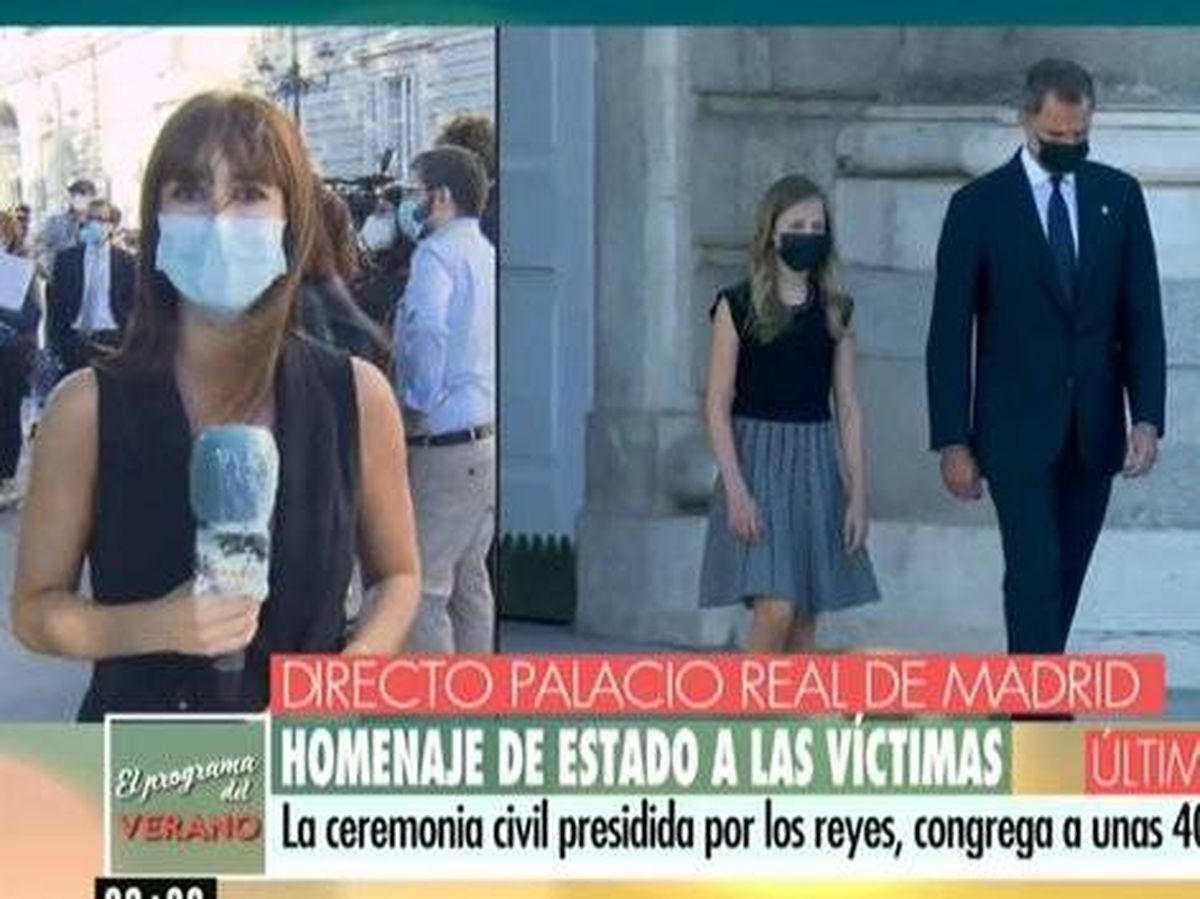 Foto: La cobertura de Telecinco del homenaje a las víctimas del coronavirus en España. (Telecinco)