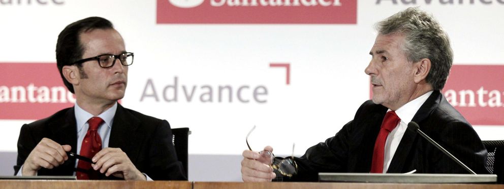 Santander quiere elevar el crédito a pymes. E. García (d), responsable de la red, y J. Marín, CEO (i). (Efe)