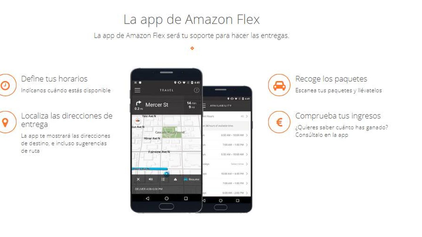 Vista de la 'app' de Amazon Flex.